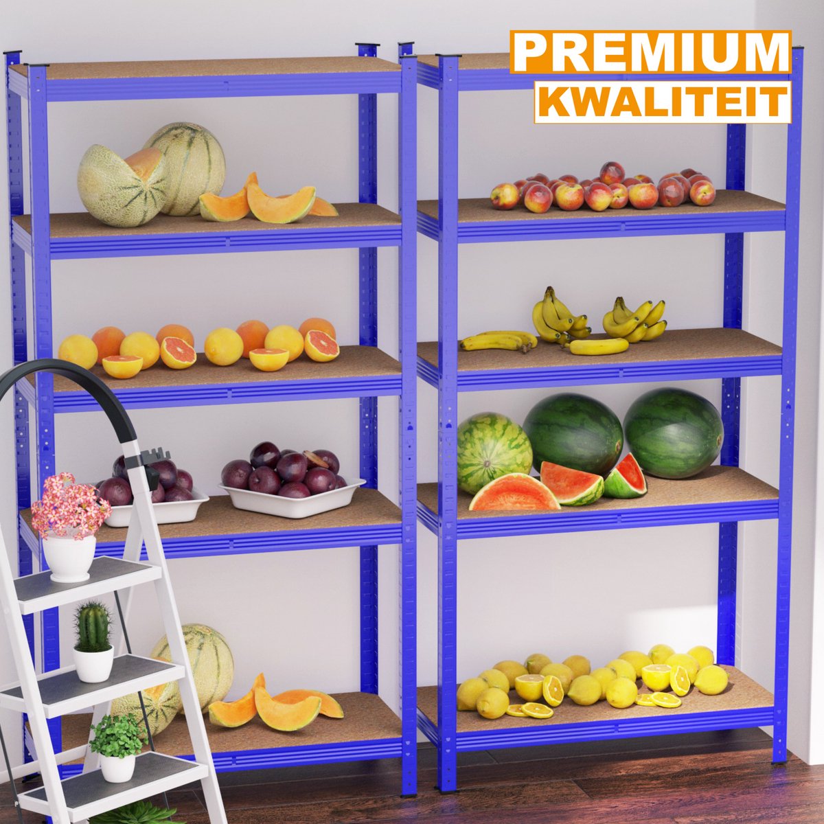 Garageplanken Zyren - 5-Tier Verstelbare Metalen Opbergplank - Racking Unit Rack voor Loods 200x100x50cm, 875kg Capaciteit