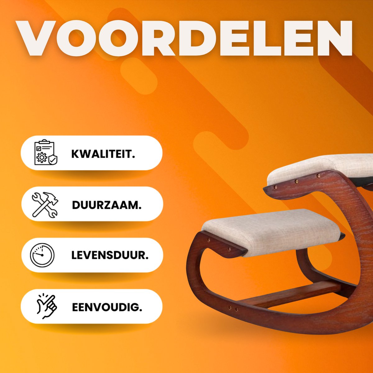 Ergonomische kniestoel - Zonder rugleuning - Werkstoel - 150KG Draagvermogen - Kniekruk met Kussen - Werkkruk