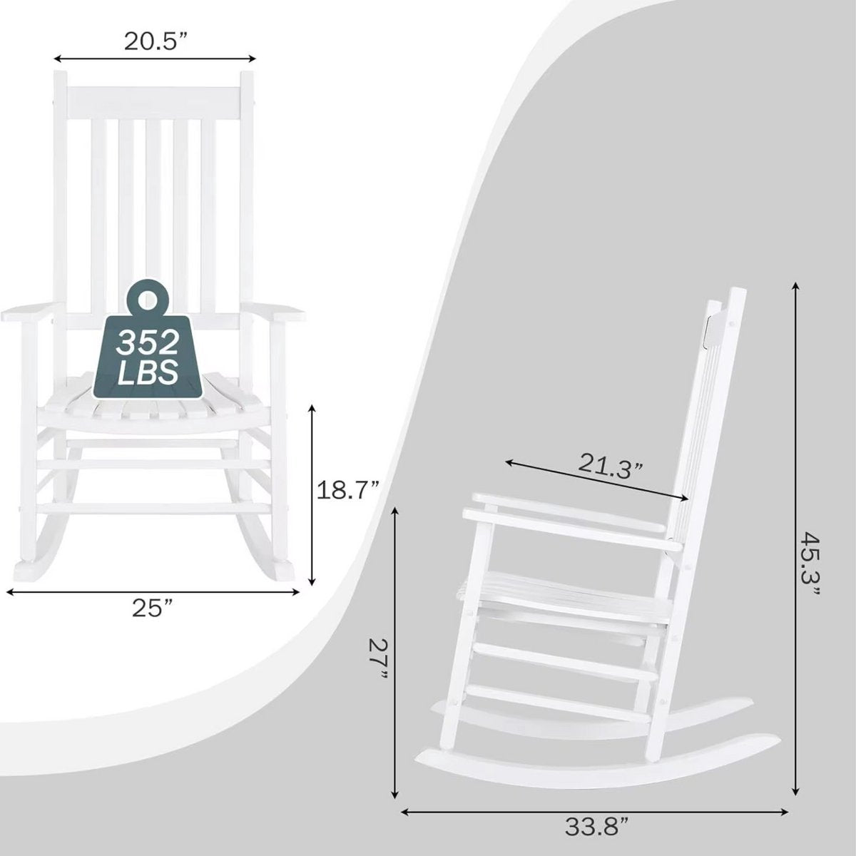 Schommelstoel Fioren - Wipstoel - Voor Slaapkamer, Woonkamer, Tuin & Balkon - Grote Stoel voor Volwassenen - Wit