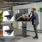 TV vloerstandaard verrijdbaar Vaylen - Ook Verticaal - Voor 32"-65" inch - Standaard statief universeel - In hoogte Verstelbaar - Zwart