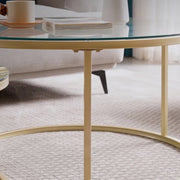 Bolt Edge Moderne Salontafel - Set van 2 - Landelijk - Rond - Glas - Goud - 80 en 60cm