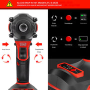 Draadloze Slagmoersleutel Ravon - 2-in-1 - 1/2" Driver Borstelloos, 2500 RPM Elektrische Sleutel, Maximaal Koppel 1500 Nm + Batterij