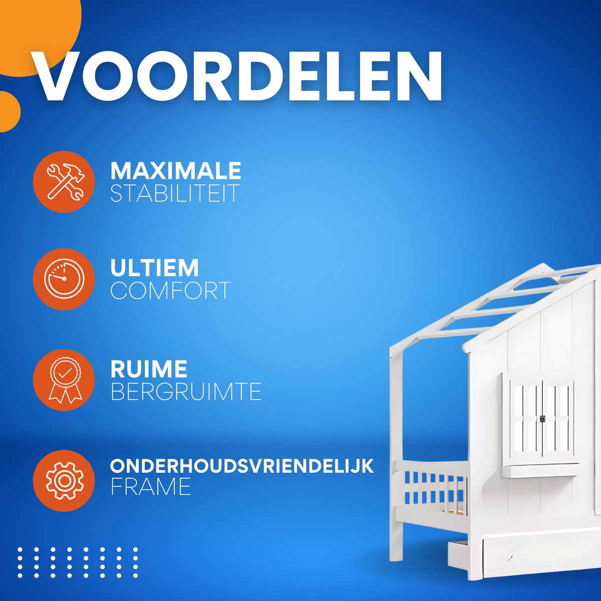 Kinderbed 90x200 cm - Met 2 lades - Huisbed - Voor Kinderen - Peuterbed - Met lattenbodem - Zonder matras