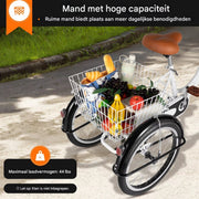 Opulence Driewieler - 6 versnellingen - Fiets voor volwassenen en senioren - 20 Inch - Verstelbaar - Met mand - Voorrem - Wit - 120KG