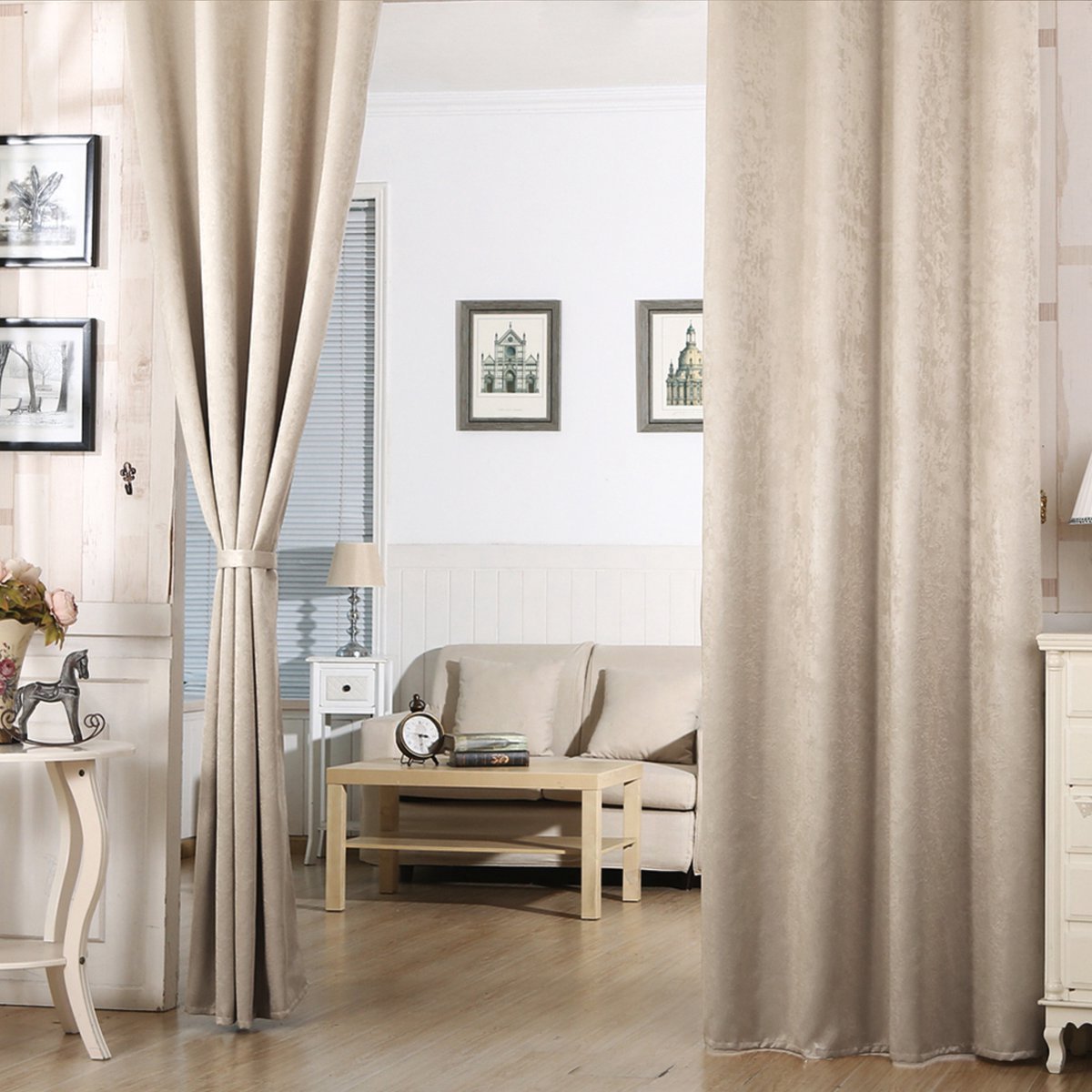 Bolt Edge Gordijnen Set - Verduisterend - Beige - 135x175cm - Met plooiband - Fluweel