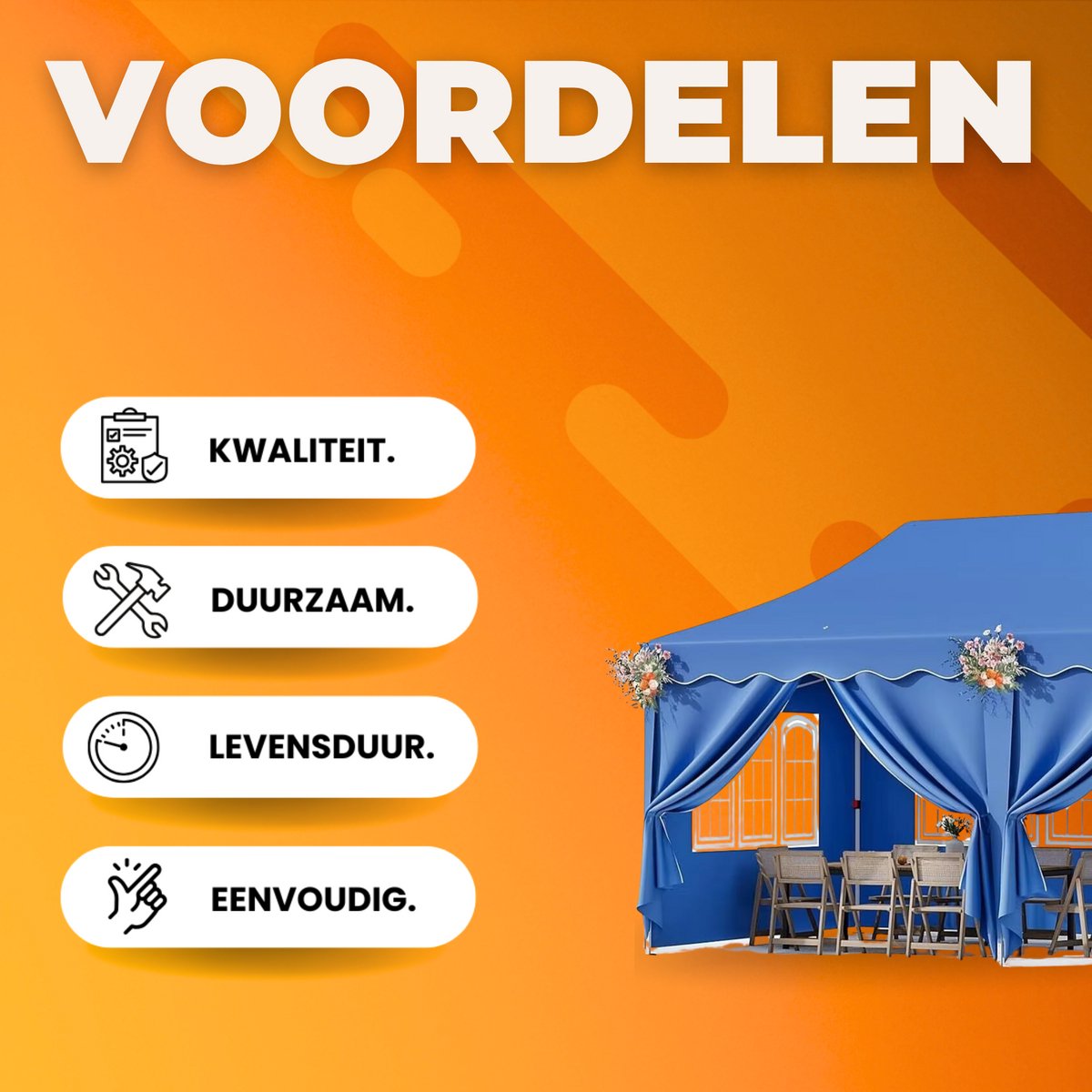 Paviljoen- Partytent - Tuin tent - Overkapping - Gazebo - Opvouwbare Partytent met Zijwanden - UV50+ Bescherming - Waterdicht & Stevig - Voor Tuinfeest & Buitengebruik - Blauw - 3x6m