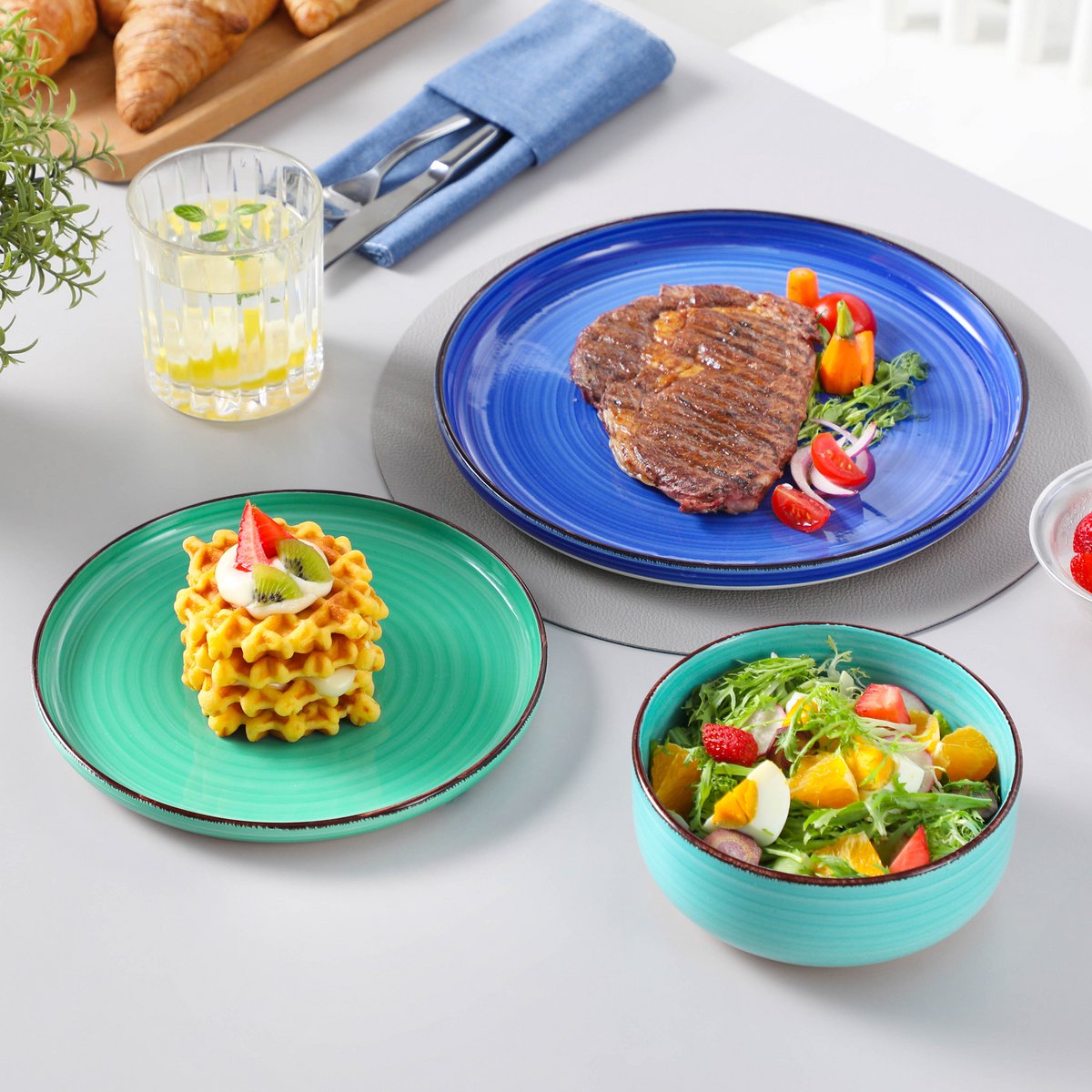 Zafiro Serviesset - 24 delig - 8 persoons - Rainbow - Dinerborden - Bordenset - Diepe borden - Ontbijtborden - Servies - Keukenservies