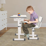 Kinderbureau met stoel - Voor kinderen - Verstelbaar bureau- en stoeltjesset - Cream