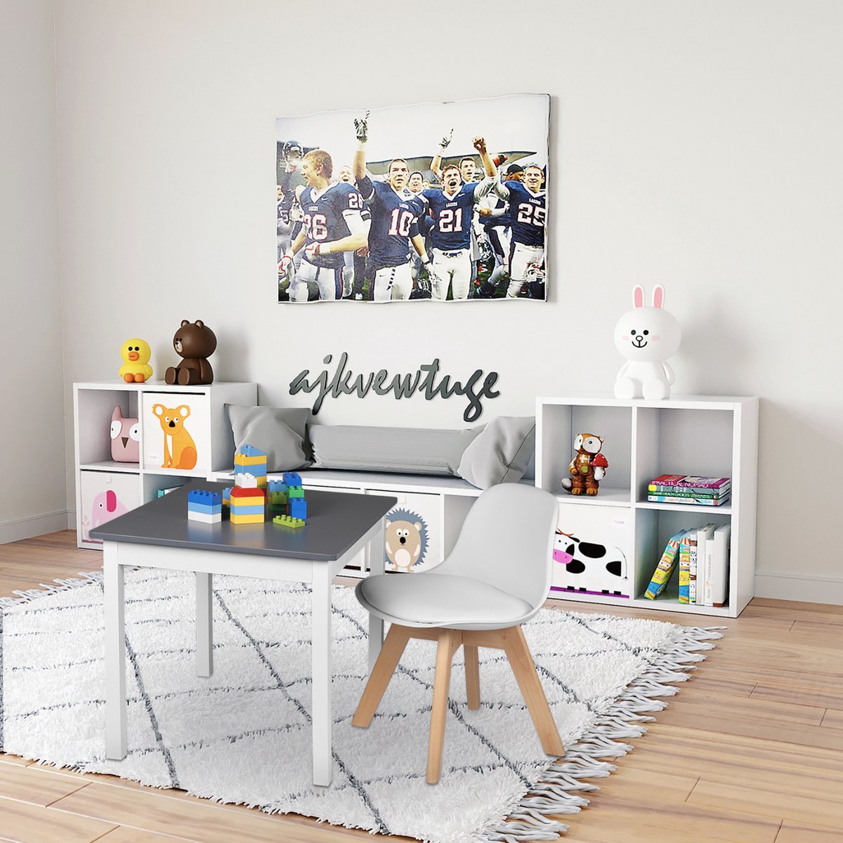 Happyment Kinderstoel London - 1 persoons - Kinderfauteuil - Eetkamerstoel - Wit - zithoogte 33 cm
