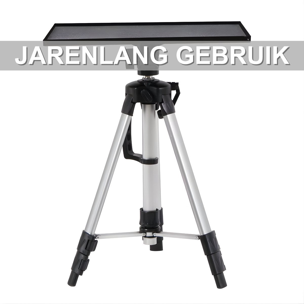 Projectorstatief – Opvouwbare Laptop- en Projectorstandaard - met Plateau en Draagtas – Lichtgewicht Aluminium- voor Thuis, Studio of Kantoor gebruik - Zilver