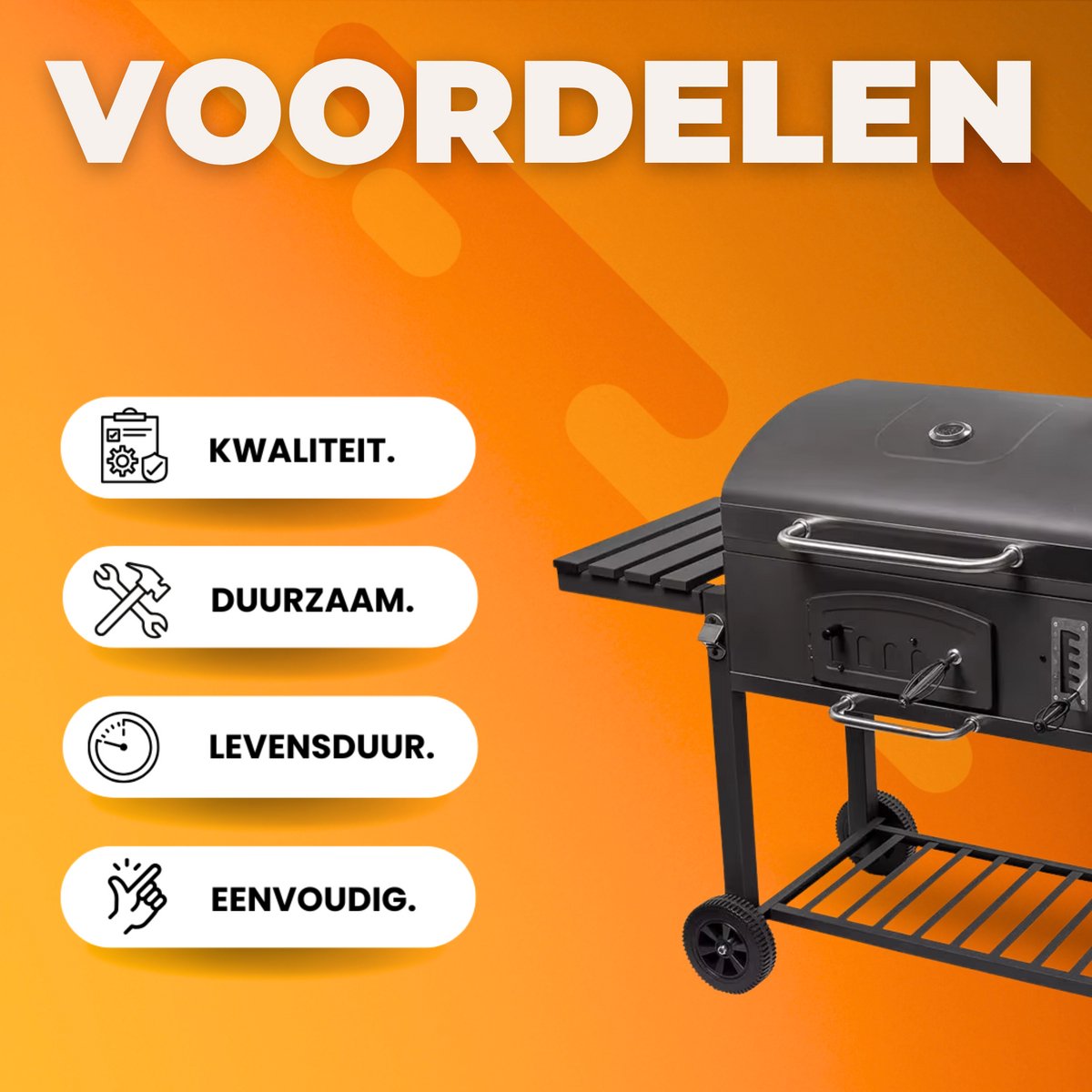 Extra Grote Houtskoolbarbecue - Dubbele zone - Buitengrill met Dubbele Zone, Verstelbaar Houtskoolblad en Opvouwbare Bijzettafel