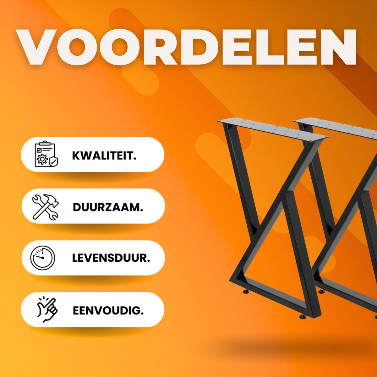 Tafelpoten - Set van 2 - Metaal zwart - X poot - Meubelpoten - Langwerpig - Tafelonderstel - Tafelframe - 71cm