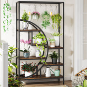 Plantenstandaard - Plantenrek Buiten - Bloemenpot - Voor binnen en buiten - 7 Lagen en S-Haken - Bruin - 179 cm hoog × 100 cm breed × 30 cm diep