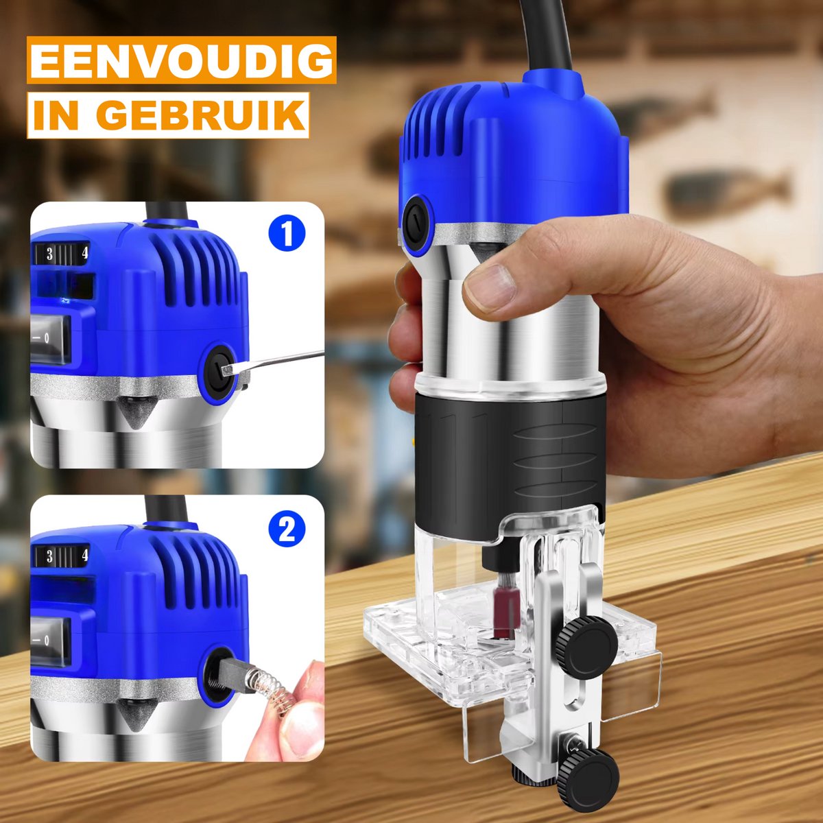 Palm Router Trimmer Tavien - Houtbewerking Handrouter met Trimmerbasis - Compacte Handheld Wood Router Power Tool