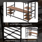 Hoogslaper Retro Valora - Luxe hoogslaper voor kinderen - 90x200 cm - Met bureau - Kinderbed - Stapelbed - Met Hoektrap, valbeveiliging en raam - Peuterbed