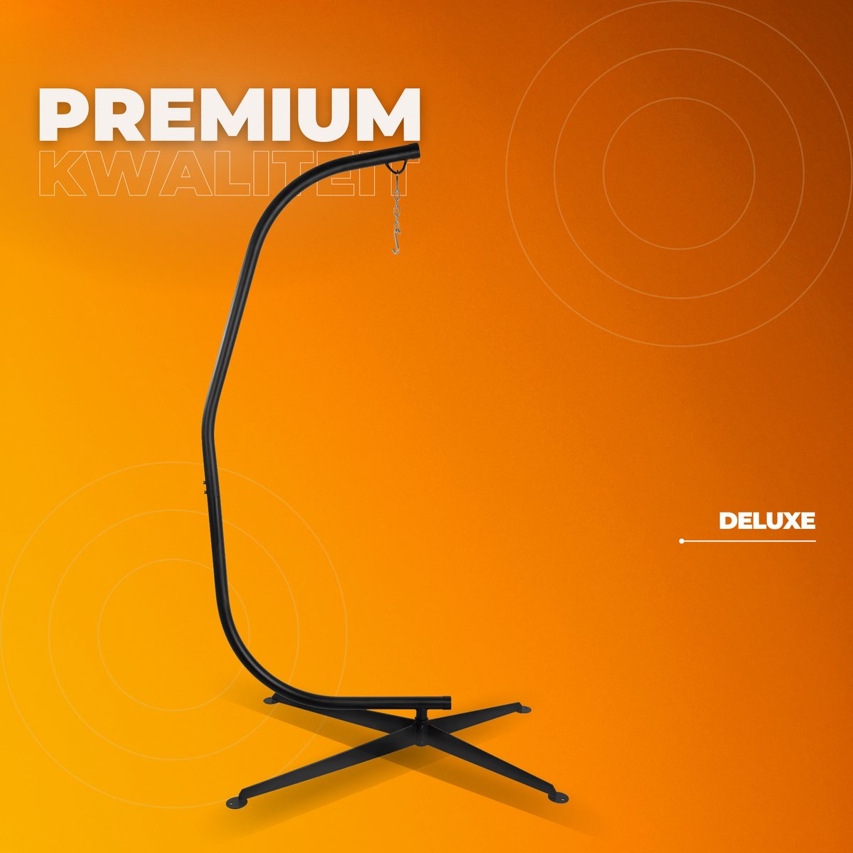 Metalen Hangstoel Hangmat C-Standaard - Egg hangstoel Chair - Schommel - 150kg Capaciteit - Schommelstandaard voor Buiten, Terras, Balkon & Veranda - 360° Rotatie