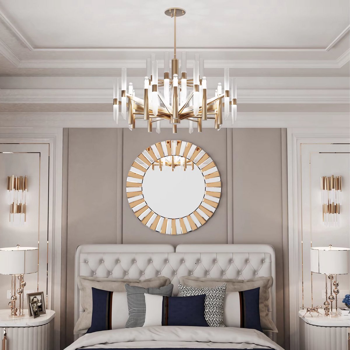Opulence Elegante Spiegel - Ronde wandspiegel - 80cm - Zonder verlichting - Woonkamer