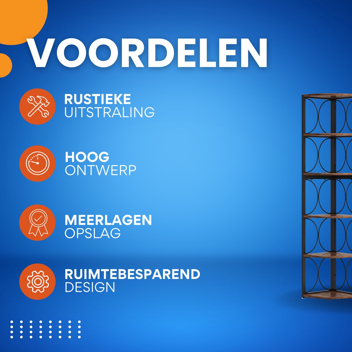 Hoek boekenkast Livantus - 6 Lagen - Hoekkast - Bruin - Hoekrek - Voor Woonkamer, Slaapkamer of Kantoor