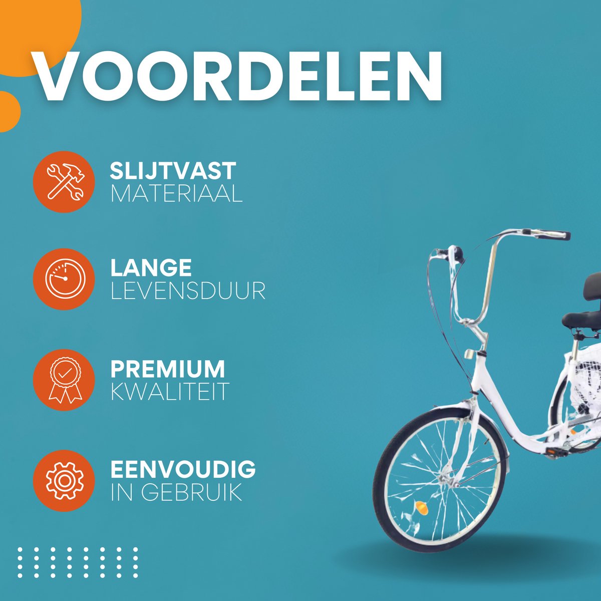 Driewieler voor volwassenen - 6 versnellingen - Fiets voor senioren - 24 Inch - Met mand - Voorrem - Wit