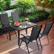 Tuintafel - Buitentafel - Eettafel buiten - Outdoor - Voor Tuin & Terras - Rechthoekige Aluminium Tafel met Metalen Lattenbodem -110x70x73 cm - Zwart