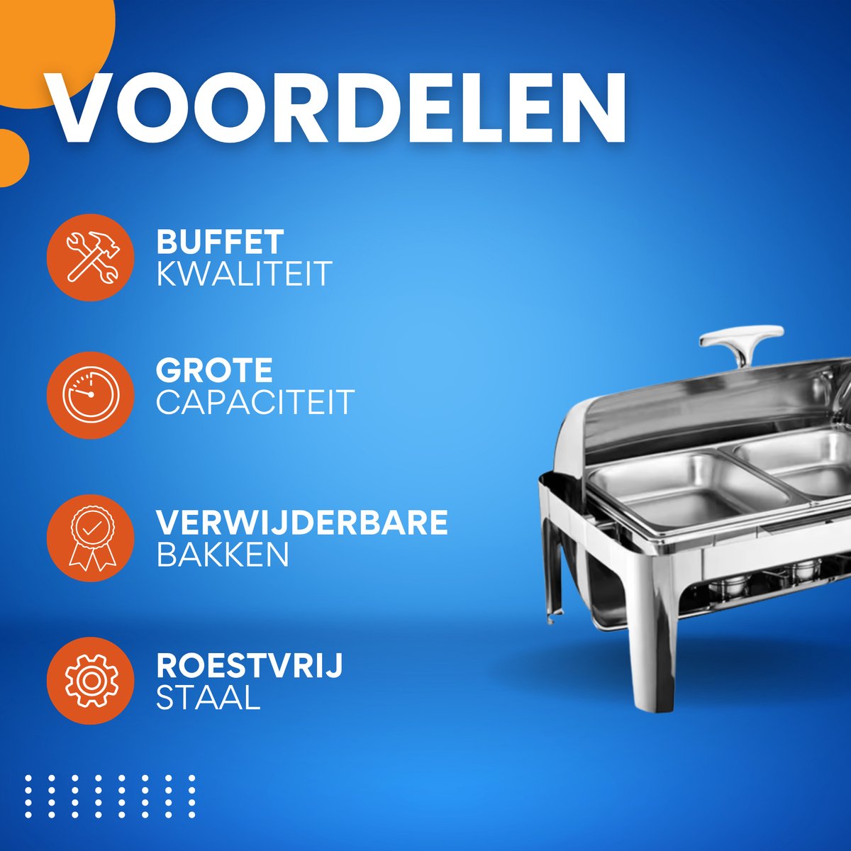 Buffetverwarmer - Chafing dish - Buffetwarmer - Warmhoudplaat - Warmhoudbakken - Voor Feesten en Catering - Roestvrijstaal - Met Verwijderbare Wastafels, 220 lb Capaciteit