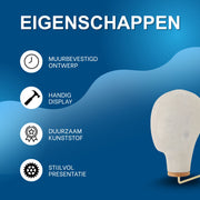 Mannequin Hoofd - Voor het tonen van pruiken en hoeden - Muurbevestiging - Voor winkels of thuis - Zwart