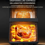 Mini oven - Grill rooster - Bakplaat - Airfryer - Voor Gezond en Snel Koken - Met 11 Programma’s - 1800W, LED-scherm, 5 Accessoires Inclusief Draaispit & Receptenboek