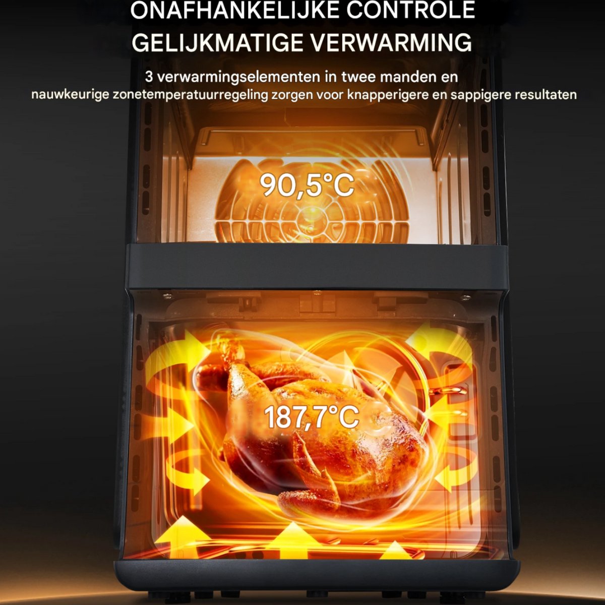 Mini oven - Grill rooster - Bakplaat - Airfryer - Voor Gezond en Snel Koken - Met 11 Programma’s - 1800W, LED-scherm, 5 Accessoires Inclusief Draaispit & Receptenboek