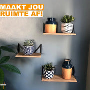 Bolt Edge Wandplank Set - Bruin - Zwevend - Hout - Voor muurdecoratie - Set van 3