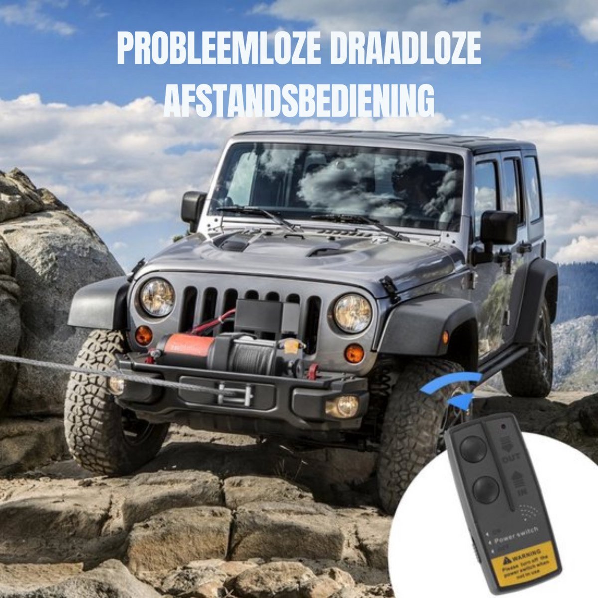 Elektrische Lier PRO - Takel - Hijskraan - Draadloze afstandsbediening - 1360KG Power Winch - 12V DC Offroad motor