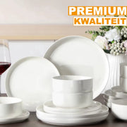 Lavish Bordenset Valora – 18 delig- 6 persoons – Wit Keramisch – Dinerborden – Ontbijtborden