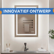 Novalio Badkamerspiegel - 80x60cm - Geen condens - Met verwarming en LED verlichting - Touchpad - Spiegel voor badkamer - Rechthoekig