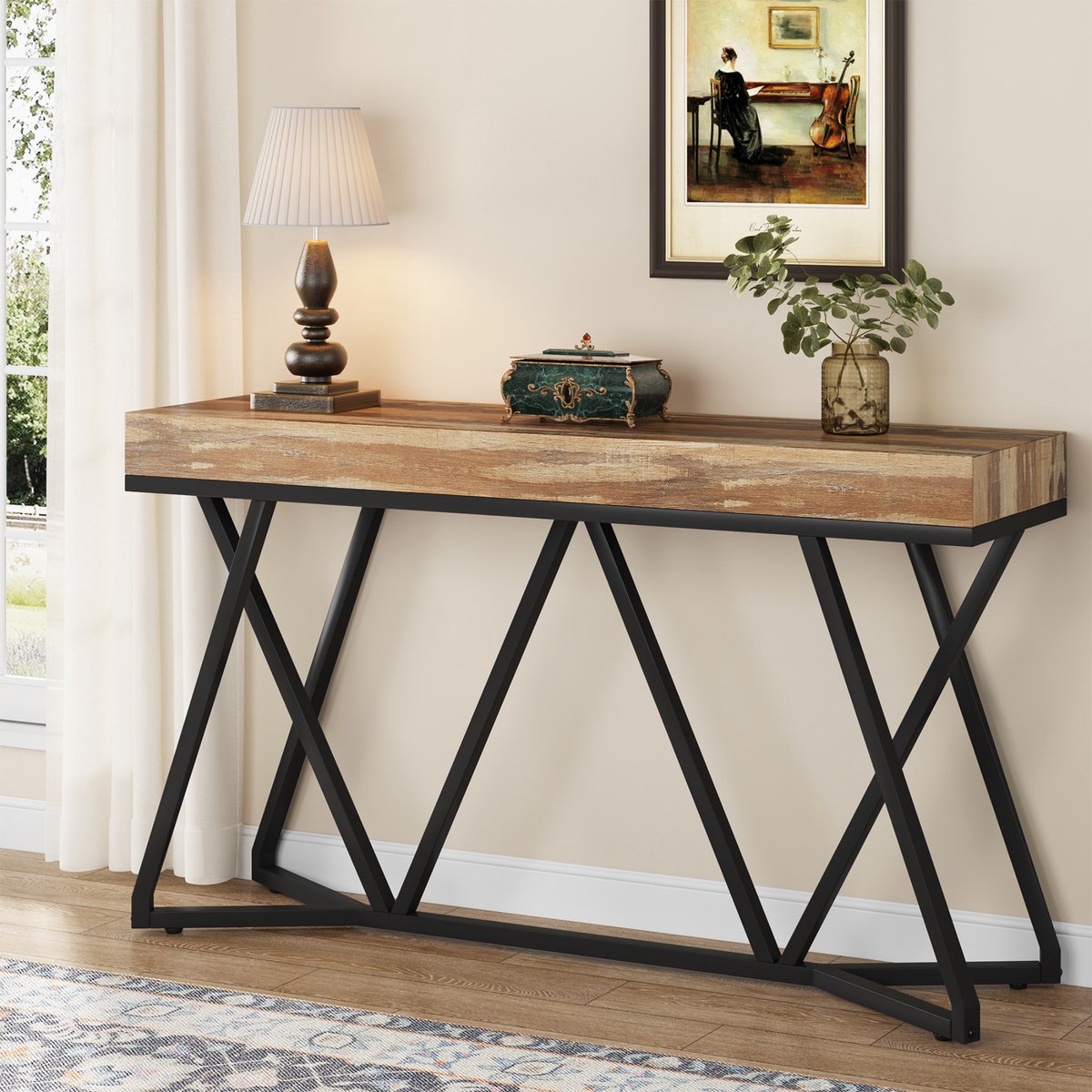 Console tafel Dolia - Naturel - Wandtafel - Sidetafel - Dressoir - Hout- Haltafel - Woonkamer of hal - 140cm