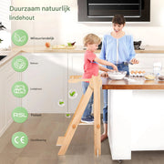 Leertoren - Opstapladder - Keukenhulp - Kindertrap - Opstapje - Inklapbaar - vanaf 1 Jaar - Met Verstelbare Hoogte en Veiligheidsrail - Nautal - 35 x 47 x 88 cm