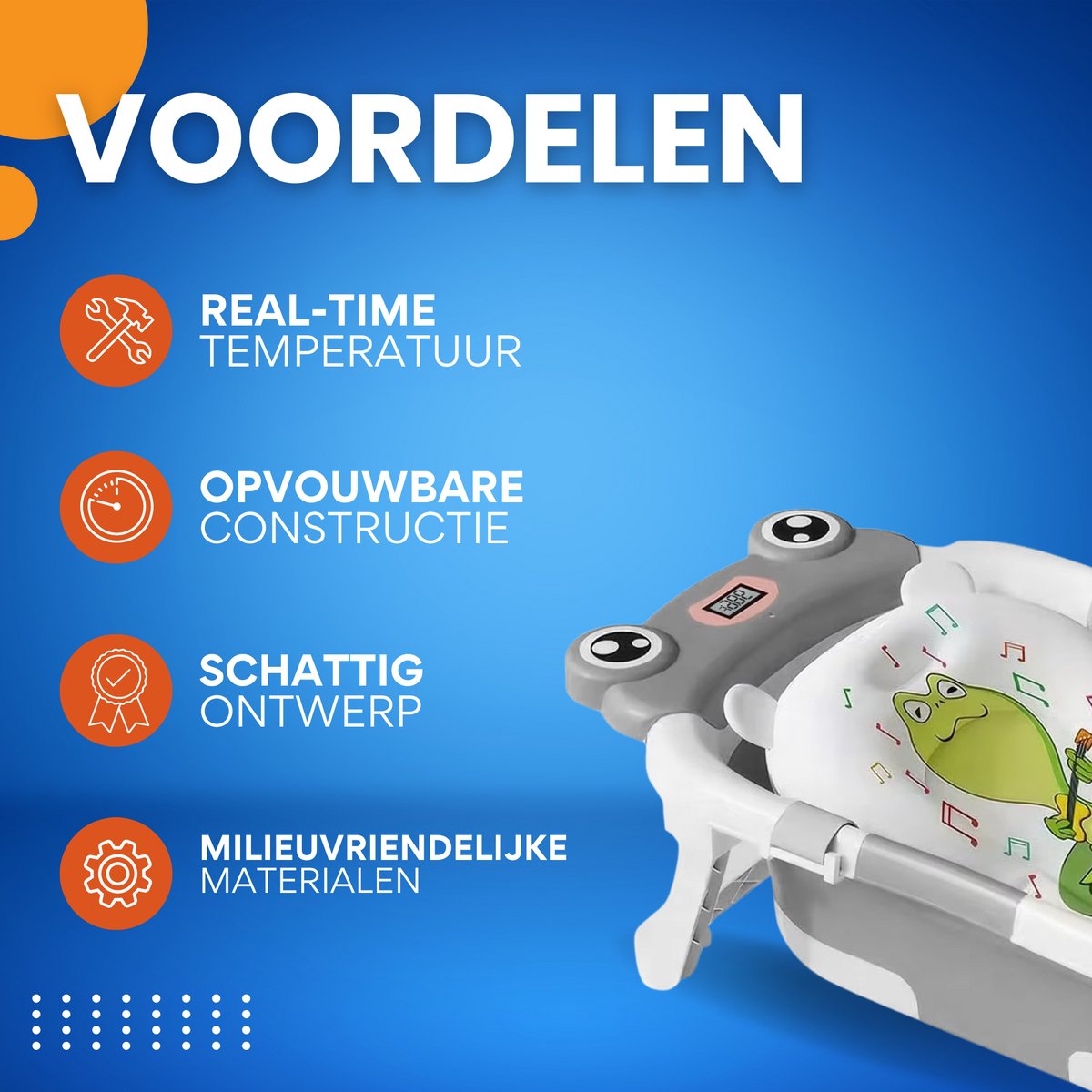 Babybadje - Lichtgrijs - Temperatuurweergave - Baby bad met standaard - Zitbad - Kinderbad - Opvouwbaar