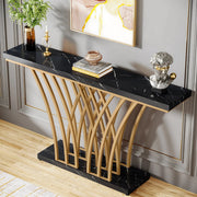 Consoletafel Luxery - 150cm - Sidetafel - Wandtafel - Haltafel - Zwart - Marmerlook - Voor Hal of woonkamer of Gang