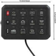 12-Voudig Schakelpaneel met App-Bediening - 12V/24V - Instelbare Helderheid & Lichtkleuren - IP65 Waterdicht - Voor Auto, Boot & Vrachtwagen
