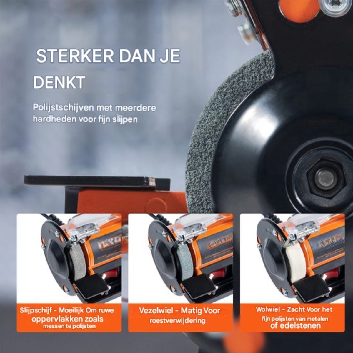 Happyment Polijstmachine - Bank Buffer - Werkbank - Geschikt Voor 3590rpm
