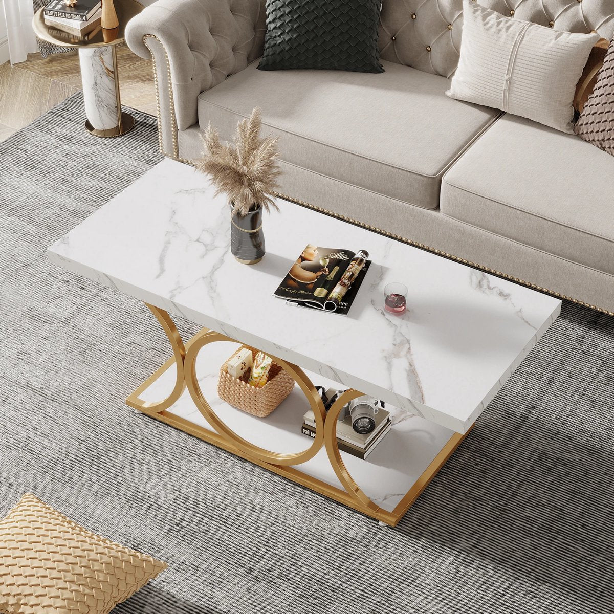 Luxe Salontafel Elvya - Rechthoekig - Modern - Voor woonkamer - Bijzettafel - 120cm - Bruin