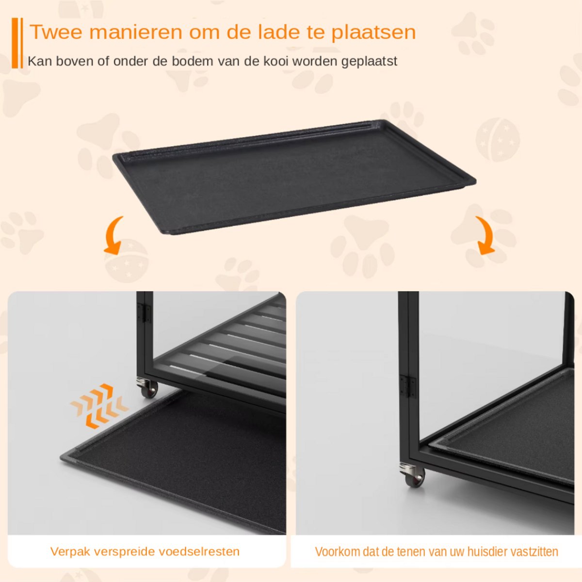 Hondenbench Cleany - Op wieltjes - Gehard glas - Hondenkennel - Met Aluminium Frame - 90cm