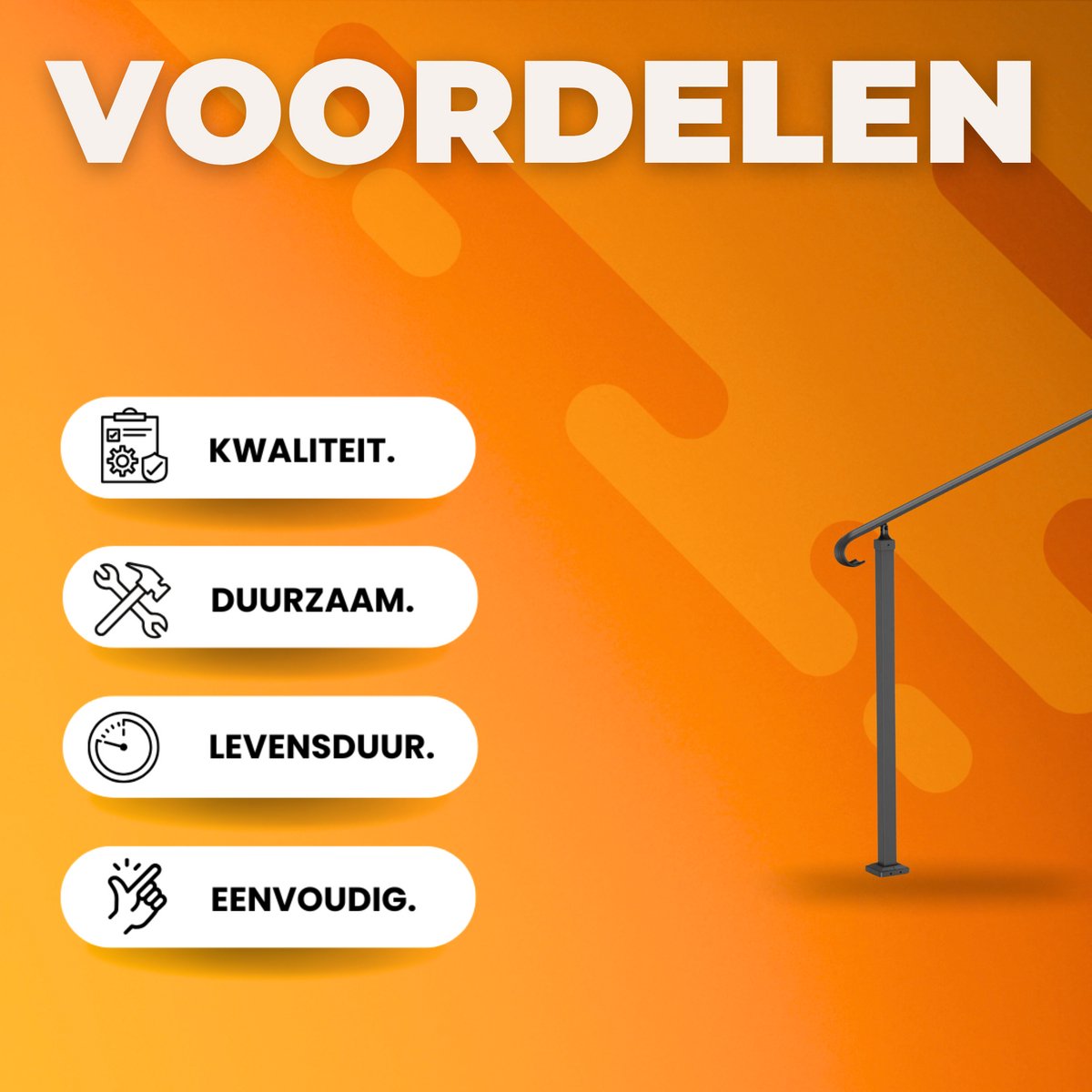 Trapleuning - Trapleuning Houders 48 cm - Antislip Handgreep - Ijzer - Voor Binnen/Buiten Gebruik