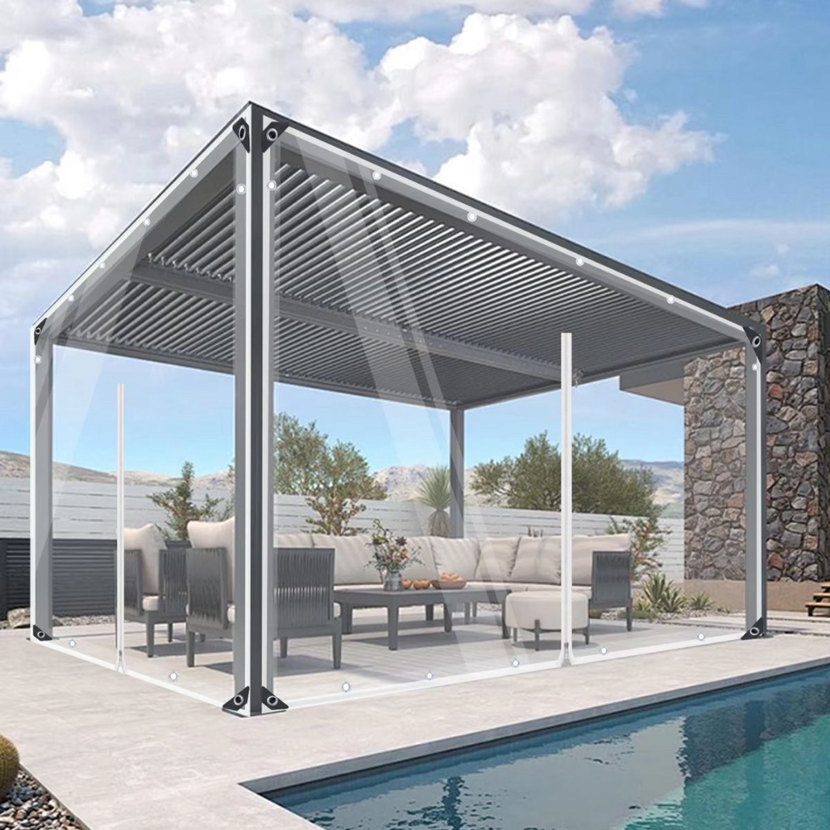 Transparant PVC zeildoek - Waterdicht - Dekzeil - Veranda - Overkapping - Wind - 200x300cm