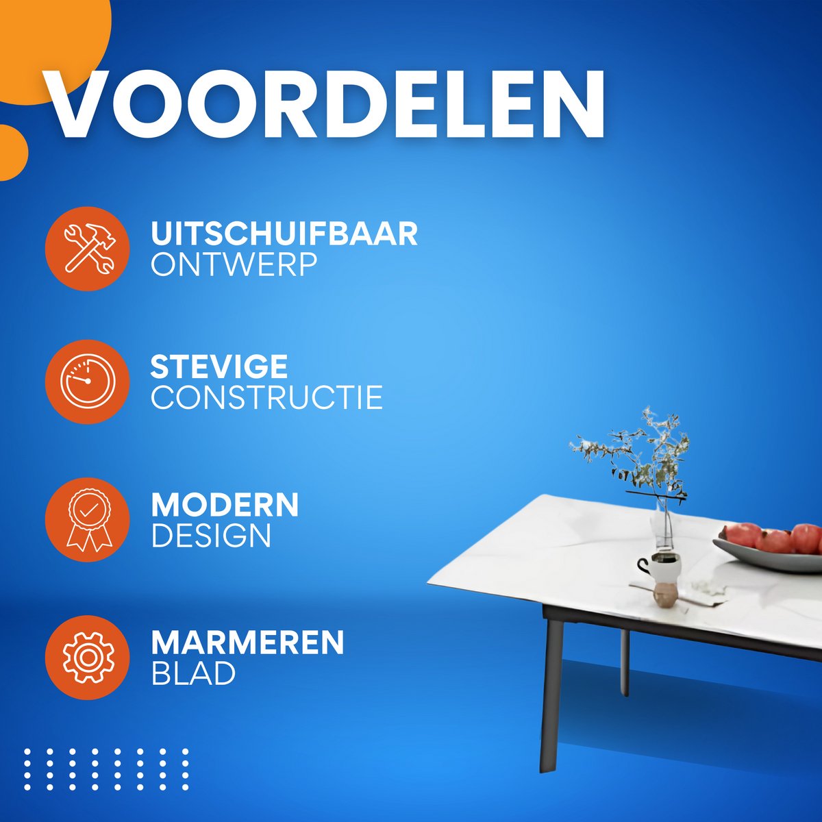 Eettafel Zenia - 4 tot 8 personen - Glossy white - Uitschuifbaar - 130-160cm - Rechthoekig
