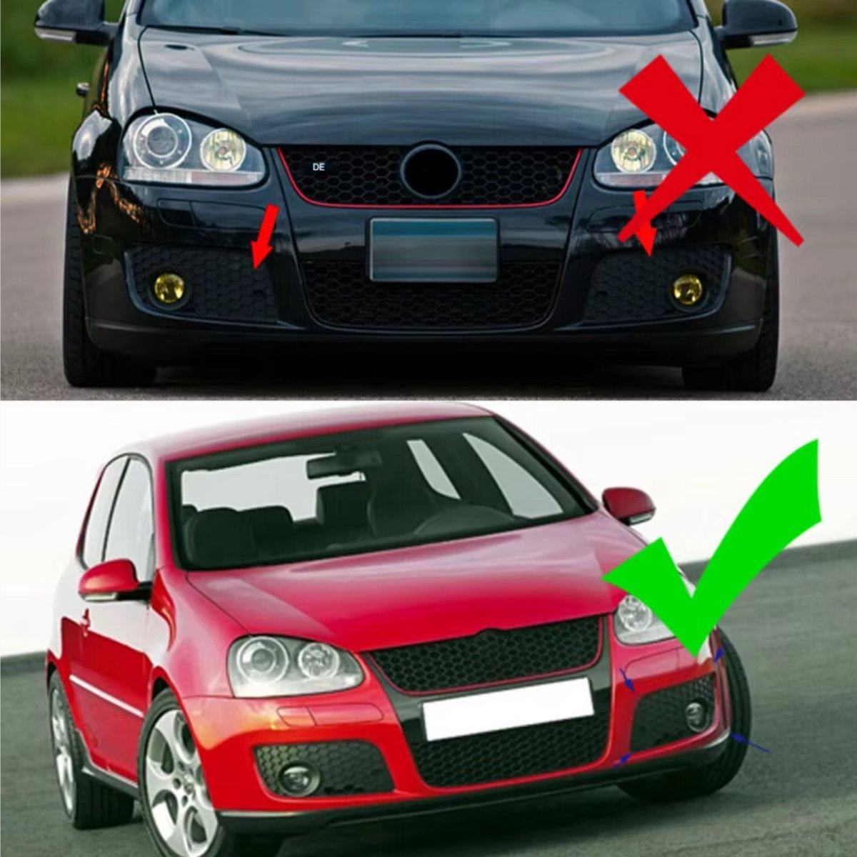 Voorbumper Mesh Grille - Voor VW Jetta GTI/GLI MK5 (2006-2009)- Rode Bekleding