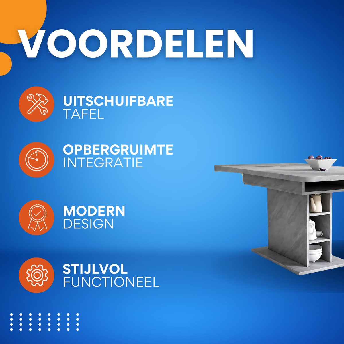 Eettafel - Keukentafel - Uitschuifbaar - Voor Woonkamer of Eethoek - Met Opbergruimte & Modern Design - Rechthoekig IJzer & Hout - Grijs
