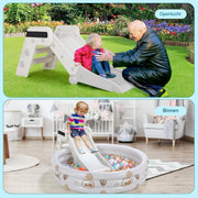 Glijbaan voor Kinderen - Buitenspeelgoed - Indoor & Outdoor Kinderplezierglijbaan - Dubbel Opvouwbaar, Voor Peuters van 1-3 Jaar - Geweldig Cadeau voor de Kleintjes - Wit & Grijs