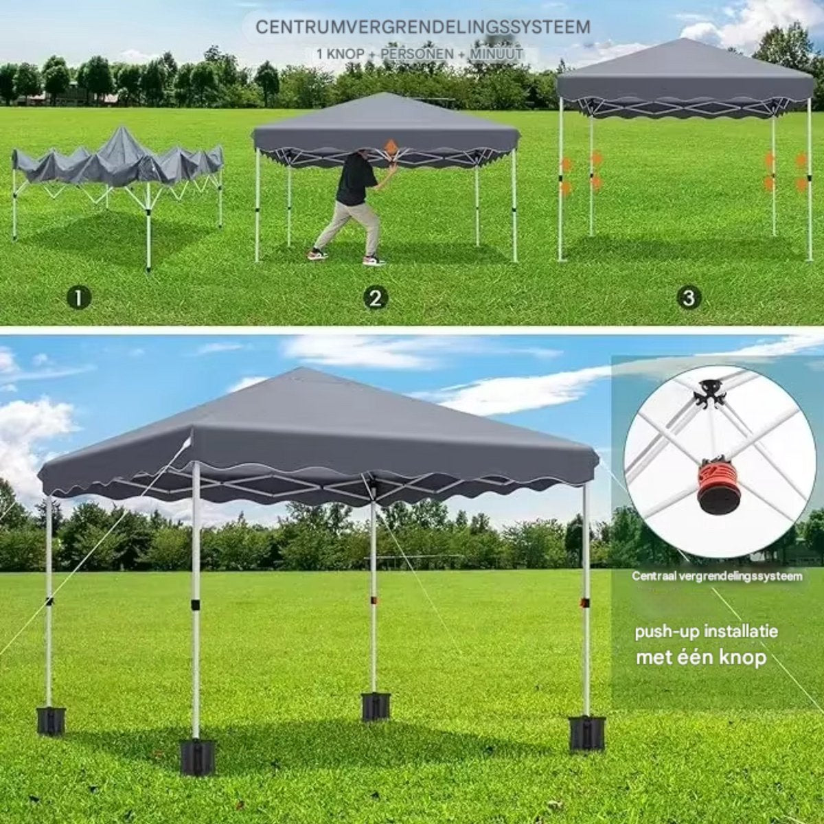 Gazebo Tavien - Pergola - Paviljoen - Partytent - Strandtent - Voor Terras, Feest en Achtertuin - 3x3m - Grijs