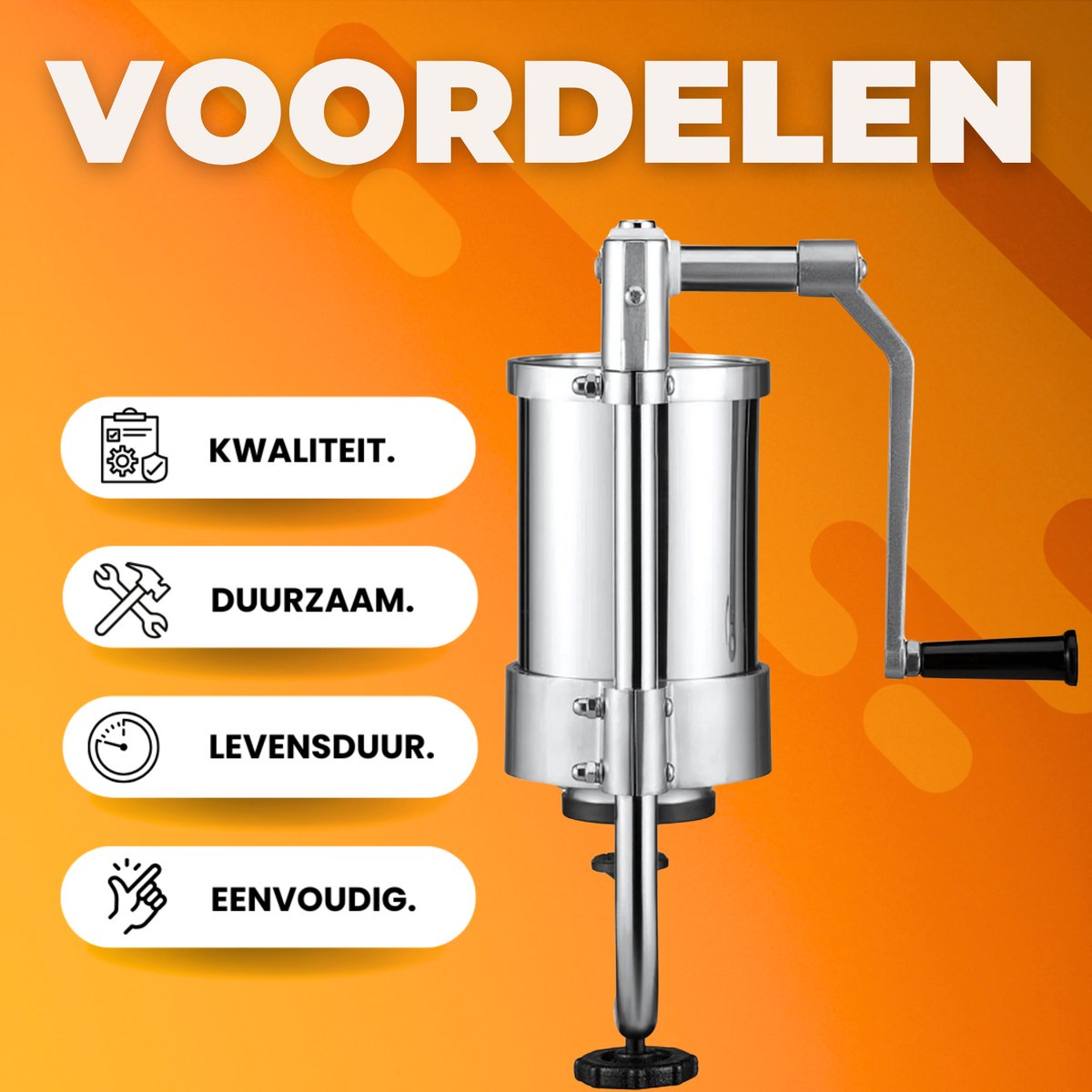 Worstenvuller PRO - 1,5L - Worstenmaker - Worstenvul machine - Handmatige Worstenvulmachine met handslinger