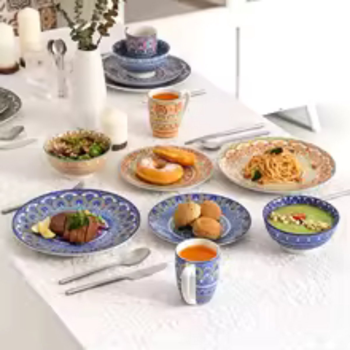 Valenza Serviesset - 32 delig - 8 persoons - Mix kleur - Dinerborden - Bordenset - Diepe borden - Ontbijtborden - Servies - Keukenservies