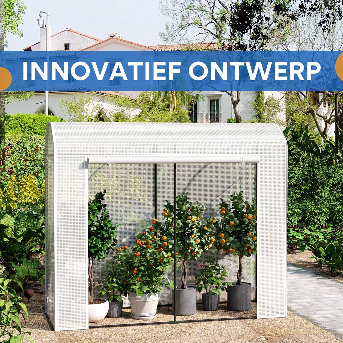 Winterproof kas - 170x68x200 cm folietunnel voor tomatenkweek - Landbouwhuis met deur en 2 ramen